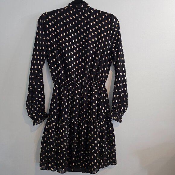 Nanette Lepore Long Sleeve Dress - Black with Gold Dots - Picture 4 of 10